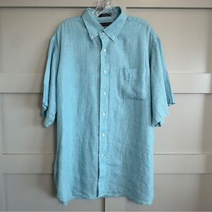 Daniel Cremieux Classics Linen Button Down Shirt Classic Fit Men’s Size XL Aqua